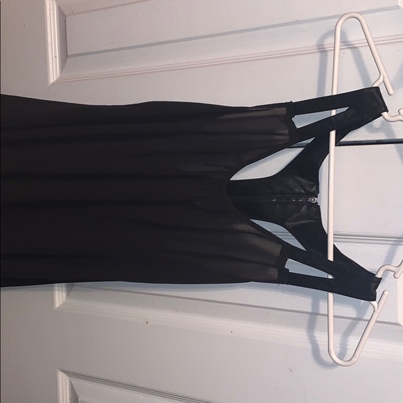 Black sheer and leather tank - Picture 1 of 3